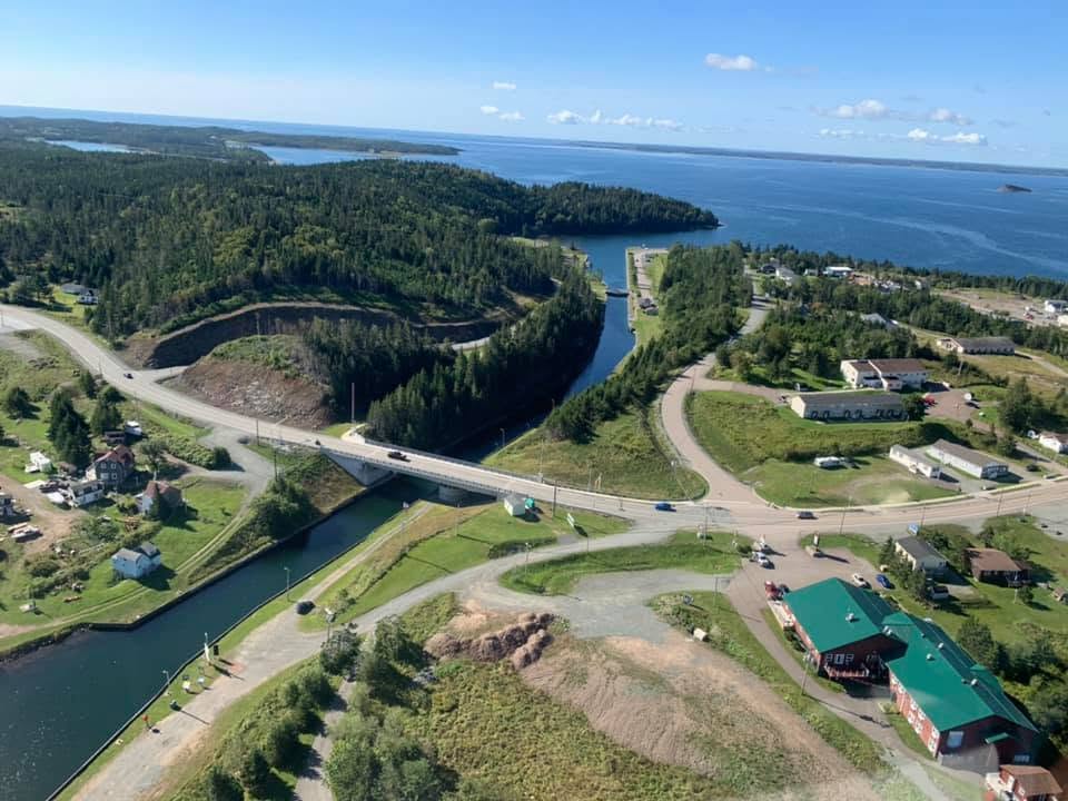 Aerial view of St. Peter's Canal, Cape Breton